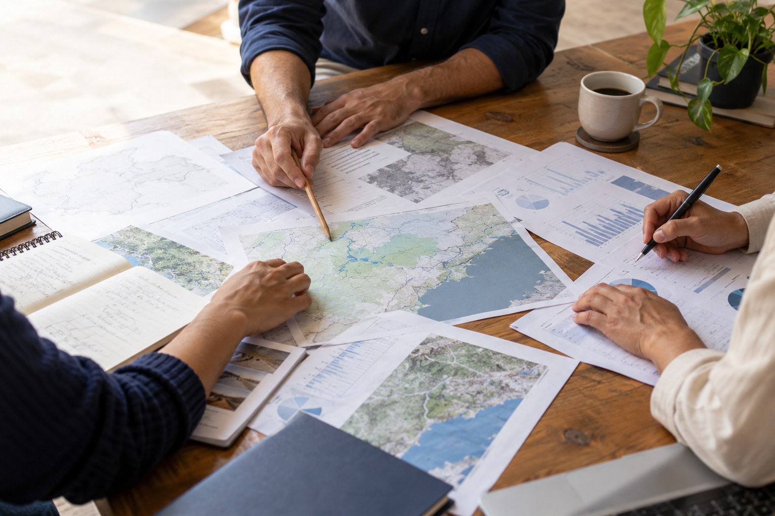 Revisión de mapas y documentos de investigación